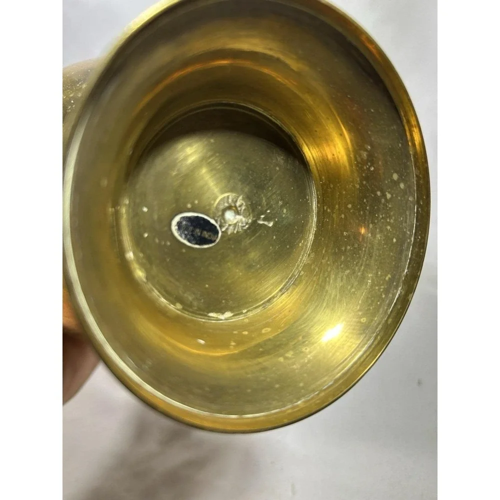 Vintage Solid Brass Lidded Ginger Jar MCM Mid Century Hollywood Regency Vessel